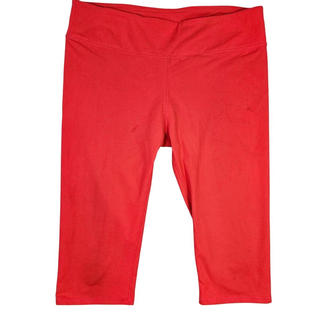 Fabletics Womens Coral Red Cropped Leggings Mid Rise Athletic Pants Size L
